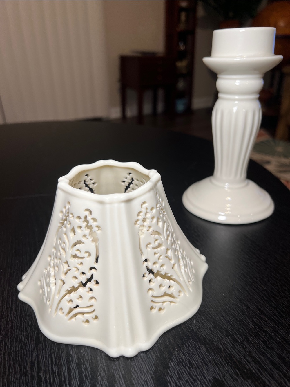 Yankee Candle Ivory Cream Ceramic Cutout Candle Holder Fairy Lamp - Picture 8 of 13